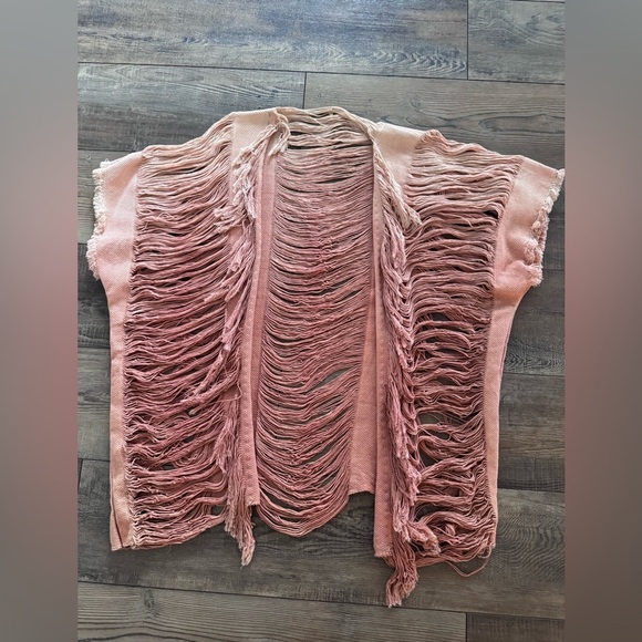 RAW Pink/Coral Ombre Fringe Cardigan - One Size - Picture 4 of 9